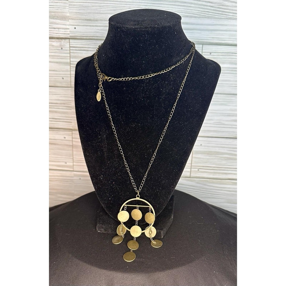 JOYFOLIE PETRA Necklace In Antique Brass Boho Dangle Signed Necklace Vintage